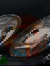 Decorative Plate Featuring Cafe Scene, 20th Century WATCHMAKING WATCHMAKER TOOLS