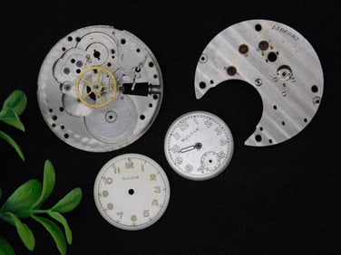 Vintage Bulova Pocket Watch Movements and Dials Lot WATCHMAKER WATCHMAKING TOOLS