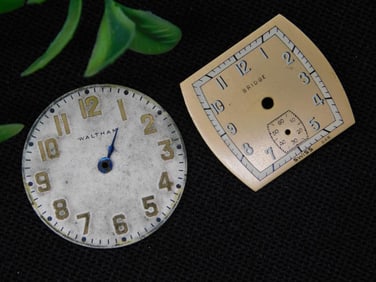 Vintage Watch Face Dials, Waltham and Bridge WATCHMAKER WATCHMAKING TOOLS