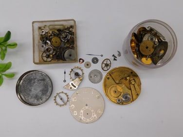 Vintage Watch Parts Including Elgin Dial WATCHMAKER WATCHMAKING TOOLS
