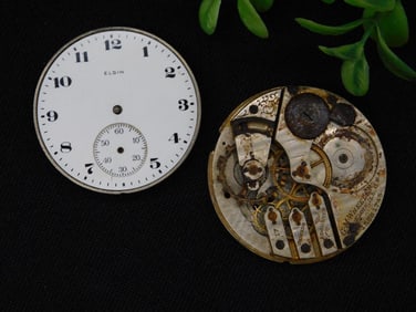 Elgin Pocket Watch Dial and Movement Set WATCHMAKER WATCHMAKING TOOLS