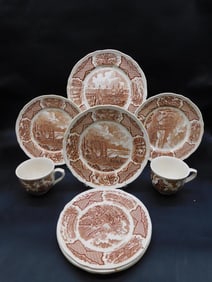 FAIR WINDS COPPER ENGRAVED PLATES HISTORICAL SCENES OF CHINESE EXPORT VINTAGE ANTIQUE