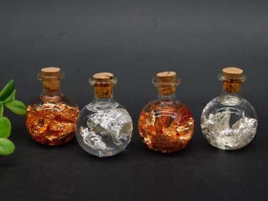 SILVER AND COPPER FLAKES IN BOTTLES ROCK STONE LAPIDARY SPECIMEN