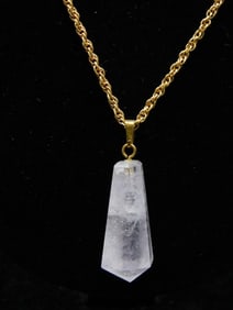 QUARTZ PENDANT ON CHAIN NECKLACE ROCK STONE LAPIDARY SPECIMEN