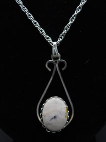 GENUINE STONE PENDANT ON CHAIN NECKLACE ROCK STONE LAPIDARY SPECIMEN