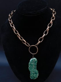 Handcrafted Necklace With Green Pendant