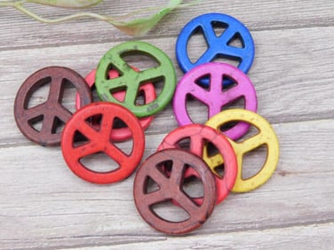 Colorful Wooden Peace Sign Buttons