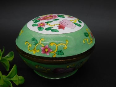 Cloisonn? Enameled Trinket Box with Floral Design