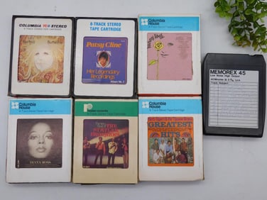 Vintage 8-Track Tapes and Storage Case