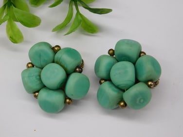 Vintage Turquoise Bead Clip-On Earrings