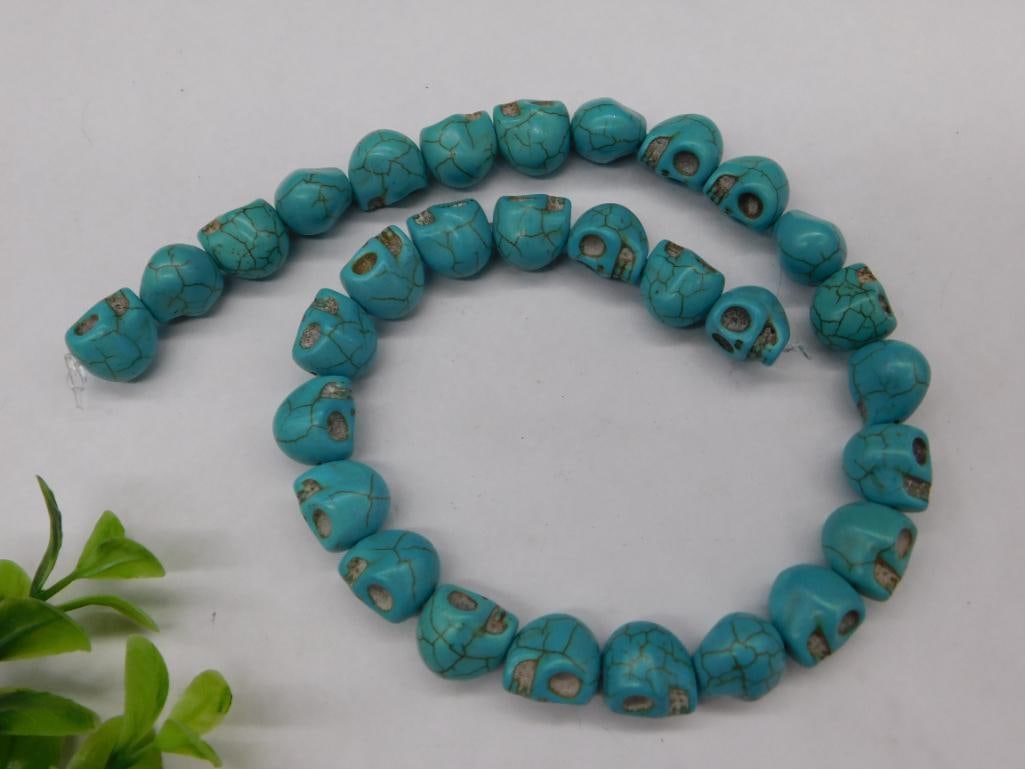 Strand of Turquoise Skull Beads for Crafting: Strand of Turquoise Skull Beads for Crafting