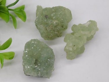 Three Green Prehnite Specimens Weighing 39 Grams ROCK STONE LAPIDARY SPECIMEN