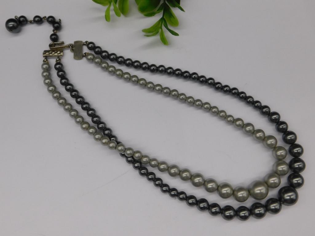 Two-Strand Graduated Gray Pearl Necklace: Two-Strand Graduated Gray Pearl Necklace