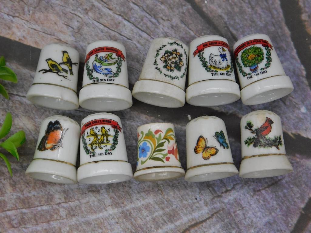 10 Decorative Ceramic Thimbles: 10 Decorative Ceramic Thimbles