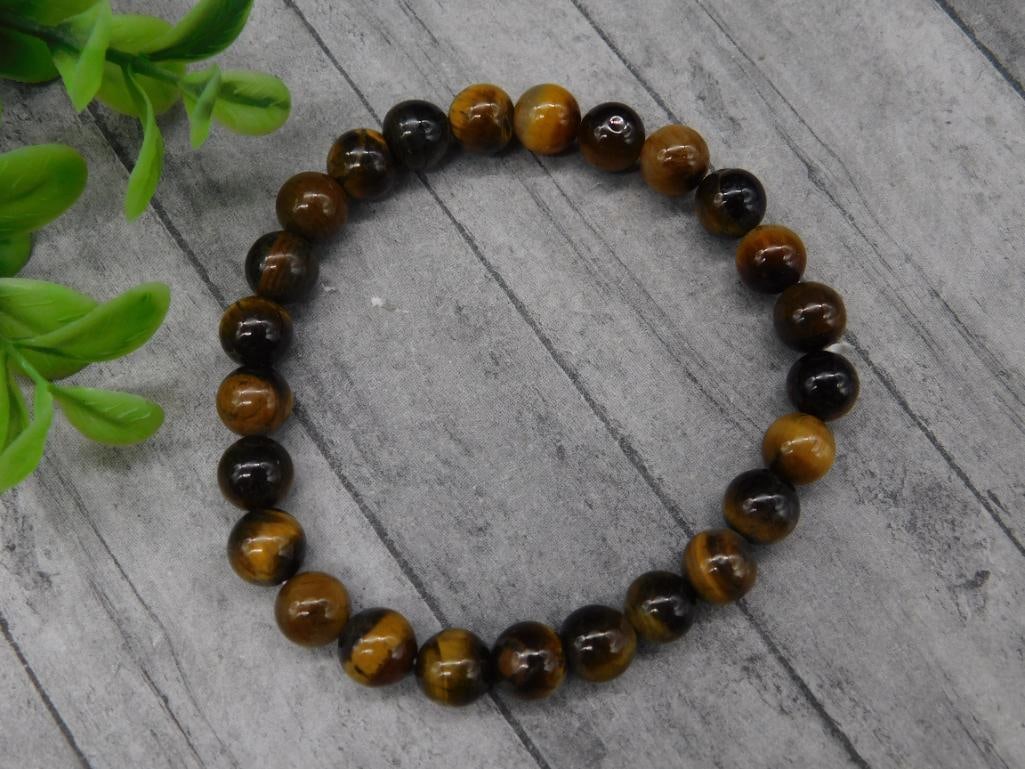 TIGER EYE BEADED BRACELET ROCK STONE LAPIDARY SPECIMEN: TIGER EYE BEADED BRACELET ROCK STONE LAPIDARY SPECIMEN
