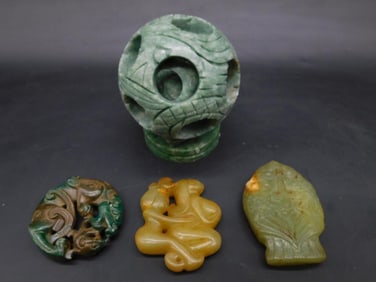 CARVED JADE PIECES VINTAGE ANTIQUE