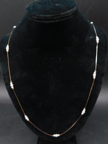 PEARL AND CHAIN NECKLACE VINTAGE ANTIQUE