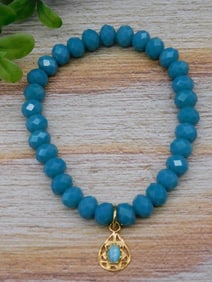 STONE PENDANT ON SPARKLE BEAD BRACELET