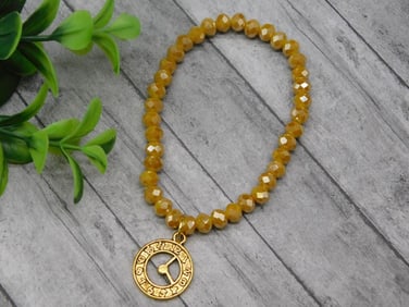 CLOCK PENDANT ON SPARKLE BEAD BRACELET