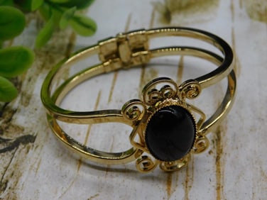 STONE METAL CUFF BRACELET ROCK STONE LAPIDARY SPECIMEN