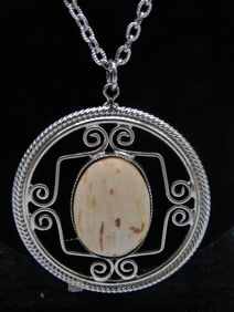 PETRIFIED PALM WOOD PENDANT ON CHAIN NECKLACE ROCK STONE LAPIDARY SPECIMEN