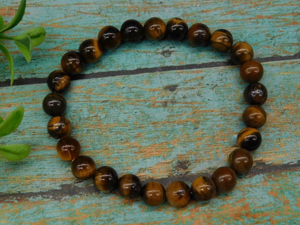 TIGER EYE BEADED BRACELET ROCK STONE LAPIDARY SPECIMEN: TIGER EYE BEADED BRACELET ROCK STONE LAPIDARY SPECIMEN
