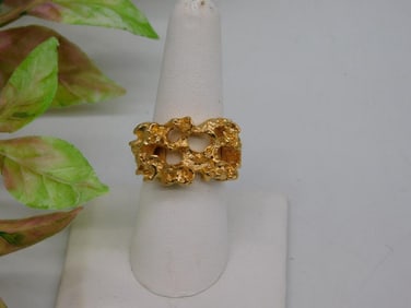 Gold Textured Ring With Organic Design