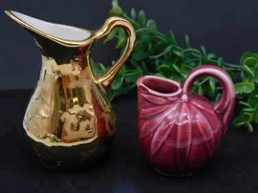 Ceramic Pitchers in Gold and Red Finishes