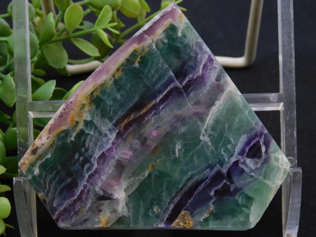 RAINBOW Fluorite SLAB with Multi-Colored Bands ROCK STONE LAPIDARY SPECIMEN: RAINBOW Fluorite SLAB with Multi-Colored Bands ROCK STONE LAPIDARY SPECIMEN