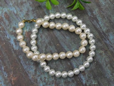 Vintage Faux Pearl Necklace With Gold-Tone Clasp