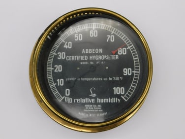 ABBEON CERTIFIED HYGROMETER VINTAGE ANTIQUE