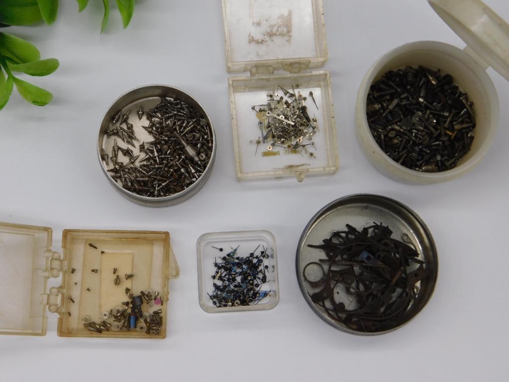 Vintage Watch Parts and Screws in Containers Watchmaker Watchmaking Tools: Vintage Watch Parts and Screws in Containers Watchmaker Watchmaking Tools