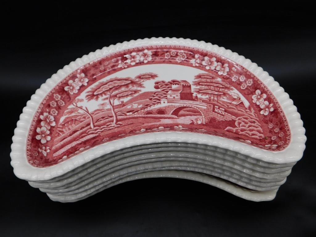 COPELAND SPODE TOWER PINK CRESCENT SALAD PLATES VINTAGE ANTIQUE: COPELAND SPODE TOWER PINK CRESCENT SALAD PLATES VINTAGE ANTIQUE