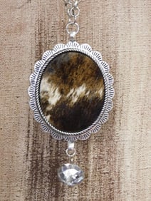 HATMAN ORIGINAL COW PRINT MEDALLION NECKLACE