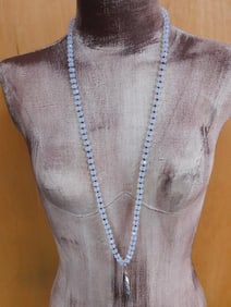 HATMAN ORIGINAL GEODE SLICE ON SPARKLE BEAD NECKLACE