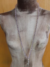 HATMAN ORIGINAL GEODE SLICE ON SPARKLE BEAD NECKLACE