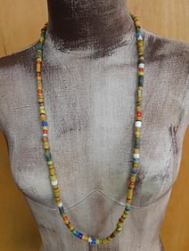 AFRICAN TRADE BEAD NECKLACE ROCK STONE LAPIDARY SPECIMEN