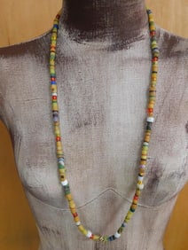 AFRICAN TRADE BEAD NECKLACE ROCK STONE LAPIDARY SPECIMEN