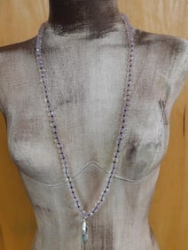 HATMAN ORIGINAL GEODE SLICE ON SPARKLE BEAD NECKLACE
