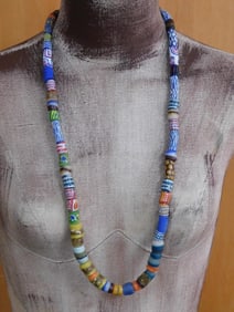 AFRICAN TRADE BEAD NECKLACE ROCK STONE LAPIDARY SPECIMEN