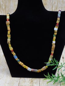 AFRICAN TRADE BEAD NECKLACE ROCK STONE LAPIDARY SPECIMEN