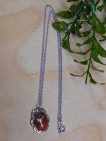 GENUINE STONE PENDANT ON CHAIN NECKLACE ROCK STONE LAPIDARY SPECIMEN