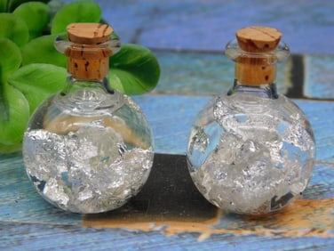 SILVER FLAKES IN BOTTLES ROCK STONE LAPIDARY SPECIMEN