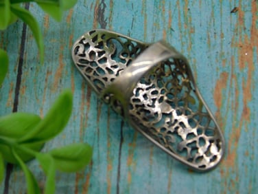 STERLING SILVER FILIGREE RING ROCK STONE LAPIDARY SPECIMEN