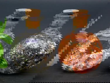 COPPER AND SILVER FLAKES IN BOTTLES ROCK STONE LAPIDARY SPECIMEN