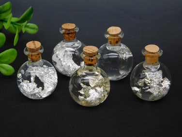 SILVER FLAKES IN BOTTLES ROCK STONE LAPIDARY SPECIMEN