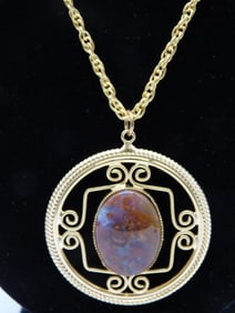 GENUINE STONE PENDANT ON CHAIN NECKLACE ROCK STONE LAPIDARY SPECIMEN