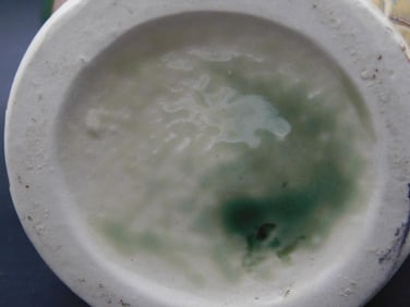 Green Glazed Ceramic Vase With Floral Design