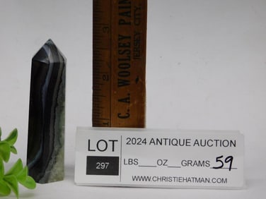 Black Banded Agate Point Gemstone Tower Rock Stone Lapidary Specimen