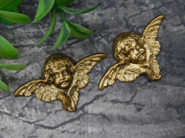 Pair of Gold-Toned Cherub Decorative Accents